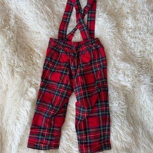 Janie and Jack Kids Red Plaid Overalls